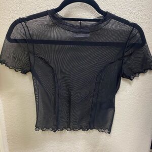 Urban Outfitters Black Mesh Short Sleeve Top
